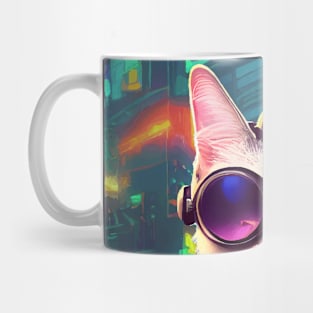 Cool Japanese Techno Cat In Japan Neon City Mug